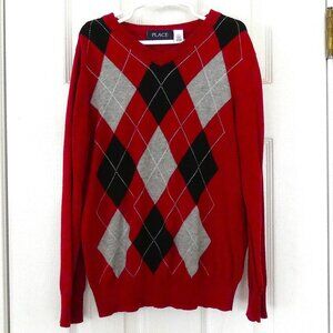 5 for $20 📢 The Children's Place Classic Red Boys Argyle V Neck Sweater Sz 7/8
